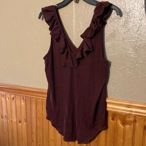 NWT Chaser purple Ruffled Tank Top